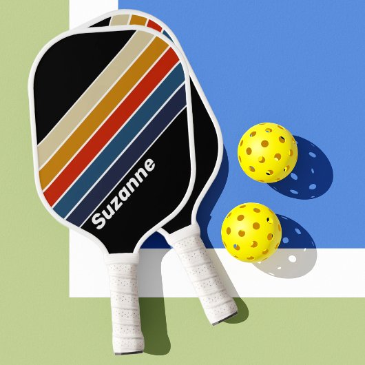 Retro-Eis-Regenbogen mit Namen Pickleball Schläger