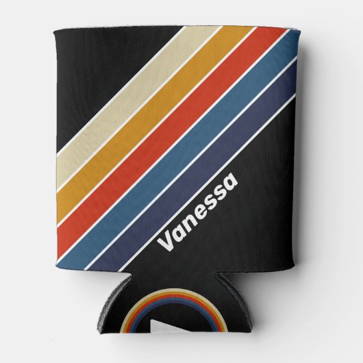 Retro-Eis-Regenbogen Streifen mit Namen Dosenkühler (Vorderseite)