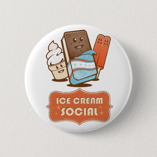 Retro-Eis-Sozialveranstaltung Button (Vorderseite)