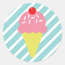 Retro-Eiscreme-Kegel in Rosa mit blauen Streifen