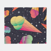 Retro-Eiscreme, kosmische Neon. Fleecedecke (Vorderseite (Horizontal))