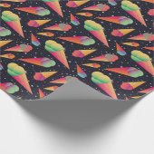 Retro-Eiscreme, kosmische Neon. Geschenkpapier (Ecke)