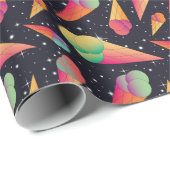 Retro-Eiscreme, kosmische Neon. Geschenkpapier (Rolleneckpunkt)