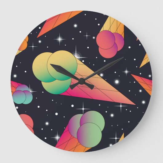 Retro-Eiscreme, kosmische Neon. Große Wanduhr (Vorderseite)