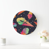 Retro-Eiscreme, kosmische Neon. Große Wanduhr (Zuhause)