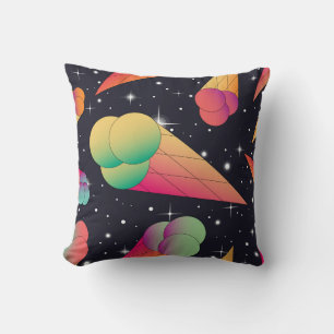 Retro-Eiscreme, kosmische Neon. Kissen