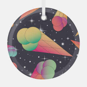 Retro-Eiscreme, kosmische Neon. Ornament Aus Glas