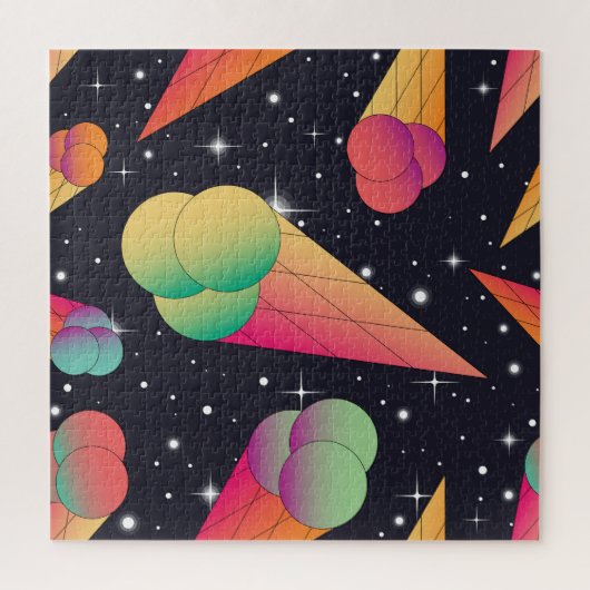 Retro-Eiscreme, kosmische Neon. Puzzle (Vertikal)