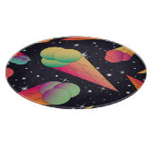 Retro-Eiscreme, kosmische Neon. Schneidebrett (Ecke)