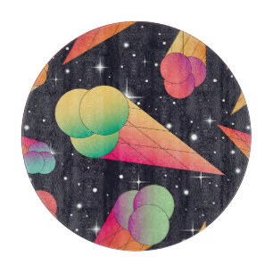 Retro-Eiscreme, kosmische Neon. Schneidebrett