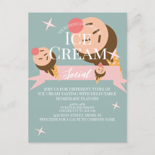 Retro-Eiscreme-Party-Einladungsflyer Postkarte