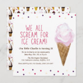 Retro-Eiscreme-Party HandIllustriert Einladung (Vorne/Hinten)