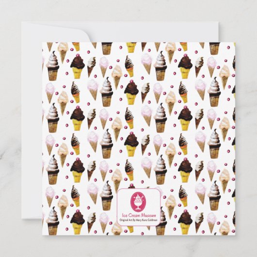 Retro-Eiscreme-Party HandIllustriert Einladung (Rückseite)