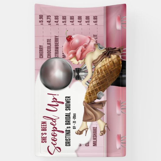 Retro-Eiscreme-Salon aufgefüllt Banner (Vertikal)