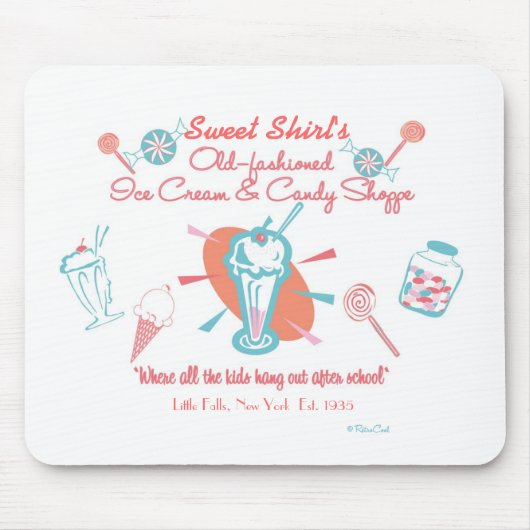 Retro Eiscremeu. SüßigkeitShoppe Mousepad (Vorne)