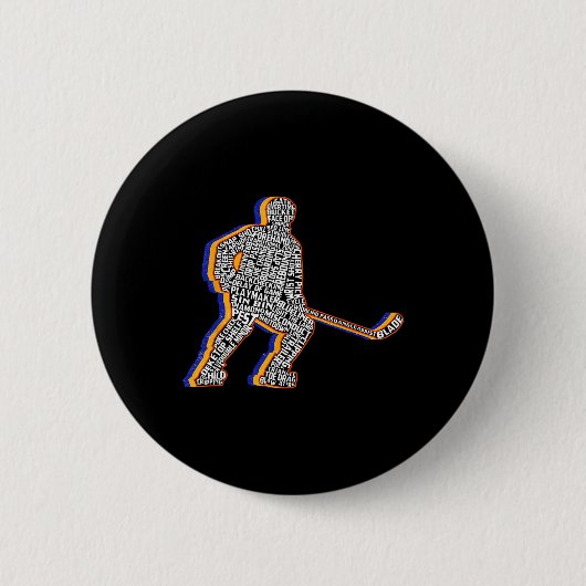 Retro-Eishockeyspieler für Männer, Kinder, Jungen, Button (Vorderseite)