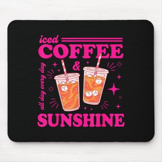 Retro-Eiskaffee & Sonnenschein lustiger Sommer Mousepad (Vorne)