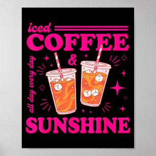 Retro-Eiskaffee & Sonnenschein lustiger Sommer Poster