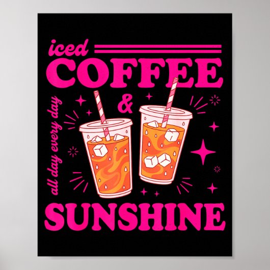 Retro-Eiskaffee & Sonnenschein lustiger Sommer Poster (Vorne)