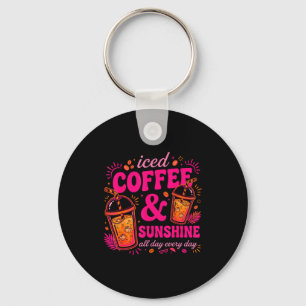 Retro-Eiskaffee & Sonnenschein lustiger Sommer Schlüsselanhänger