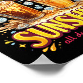 Retro Eiskaffee und Sonnenschein Lustiger Kaffeeli Poster (Ecke)