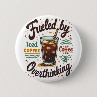 Retro-Eiskaffee und Überdenken Lustiges Grafikdesi Button