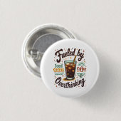 Retro-Eiskaffee und Überdenken Lustiges Grafikdesi Button (Vorne & Hinten)