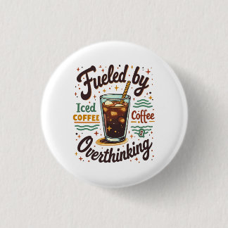 Retro-Eiskaffee und Überdenken Lustiges Grafikdesi Button