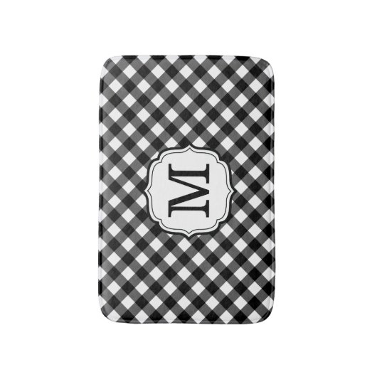 Retro Elagant Personalized Gingham Bath Mat Badematte (Vorderseite Vertikal)
