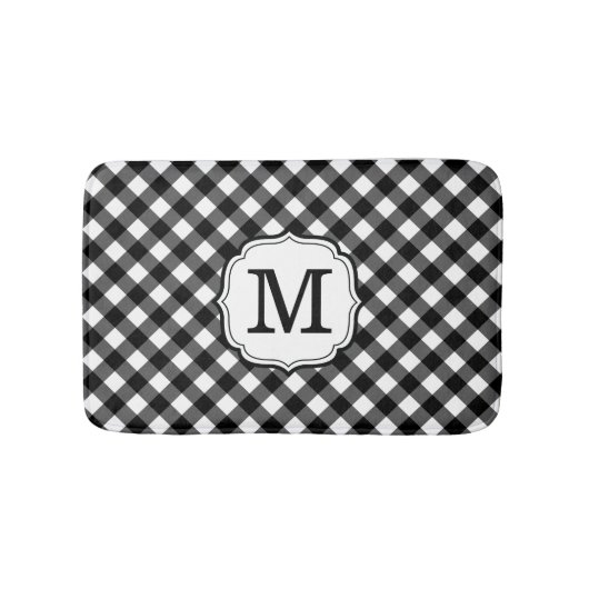 Retro Elagant Personalized Gingham Bath Mat Badematte (Vorderseite)