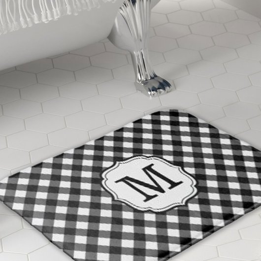 Retro Elagant Personalized Gingham Bath Mat Badematte