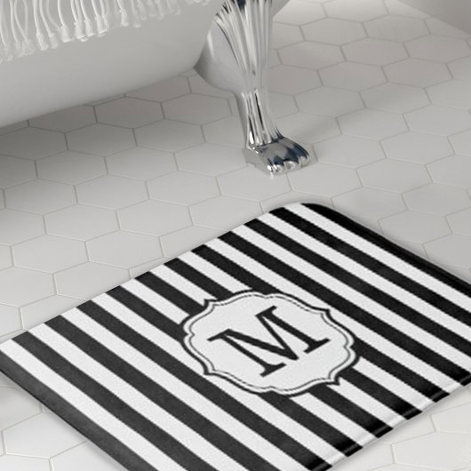 Retro Elagant Personalized Stripe Bath Mat Badematte