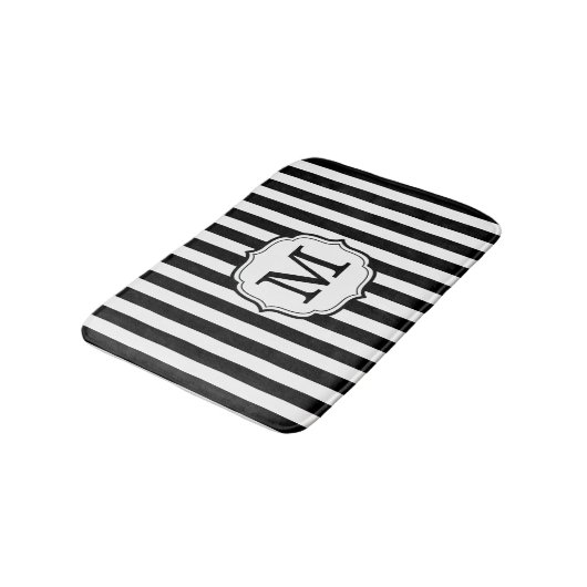 Retro Elagant Personalized Stripe Bath Mat Badematte (Schrägansicht)