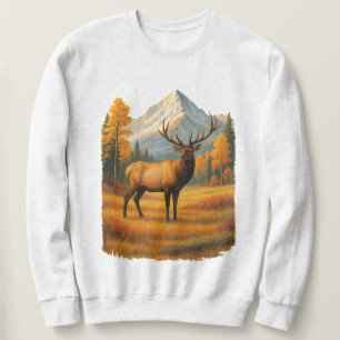 Retro-Elch Vintage-Jäger-Szene-Crewneck aus den Sweatshirt