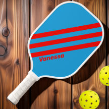 Retro Electric Blue Red Three Streifen mit Namen