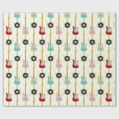 Retro Electric Gitarren Streifen Geschenkpapier (Flach)