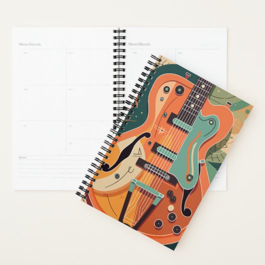 Retro Electric Guitar Illustration Pocket Folder Planer (Anzeige)