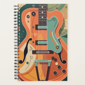 Retro Electric Guitar Illustration Pocket Folder Planer