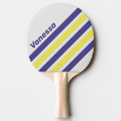 Retro Electric Lemon Grape Angled Stripe with Name Tischtennis Schläger (Rückseite)