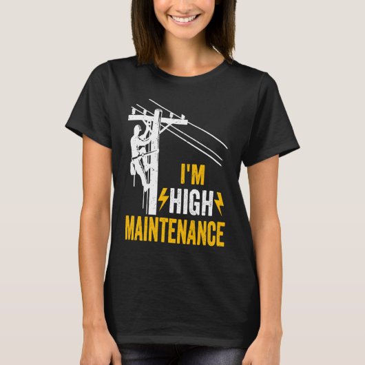 Retro Electrician Lineman Journeyman I'm High Main T-Shirt (Vorderseite)