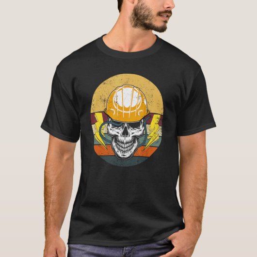Retro Electrician Skull Electrical Engineer Vintag T-Shirt (Vorderseite)