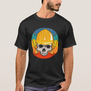 Retro Electrician Skull Elektroingenieur Vintag T-Shirt