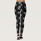Retro Elefant-Druck-Muster-schwarzer u. weißer Leggings (Rückseite)