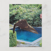 Retro-Elefant im Pool surreale Collage Postkarte (Vorderseite)