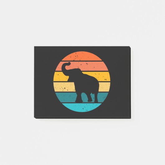 Retro-Elefant Post-it Klebezettel (Vorderseite)