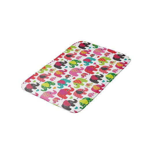Retro Elefant scherzt Mustertapete Badematte (Schrägansicht)