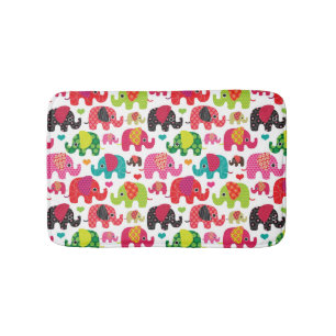 Retro Elefant scherzt Mustertapete Badematte