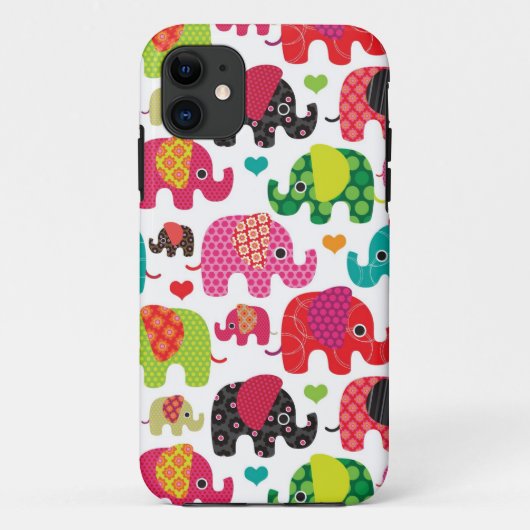Retro Elefant scherzt Mustertapete Case-Mate iPhone Hülle (Rückseite)