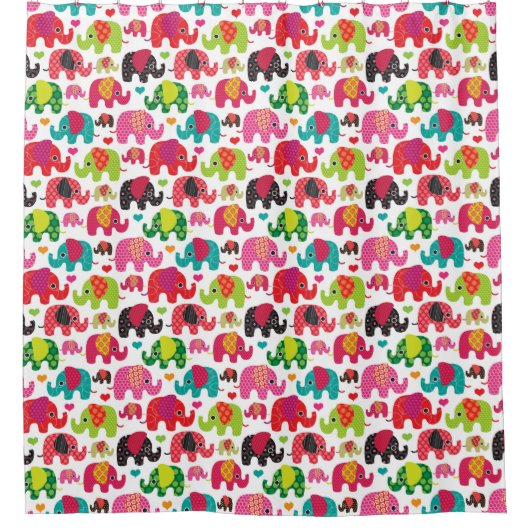 Retro Elefant scherzt Mustertapete Duschvorhang (Vorderseite)
