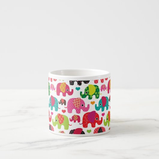Retro Elefant scherzt Mustertapete Espressotasse (Vorderseite)